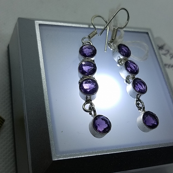Nwot!! Amethyst sterling earrings handmade - Picture 2 of 6
